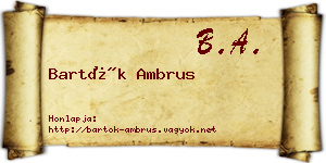Bartók Ambrus névjegykártya