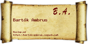 Bartók Ambrus névjegykártya
